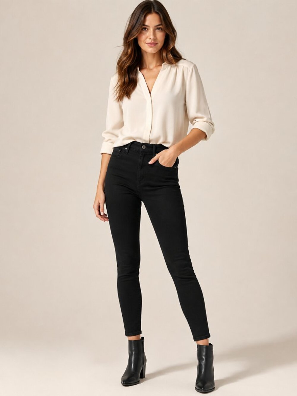 AG Adriano Goldschmied Farrah High-Rise Skinny Jeans 30R Black Stretch